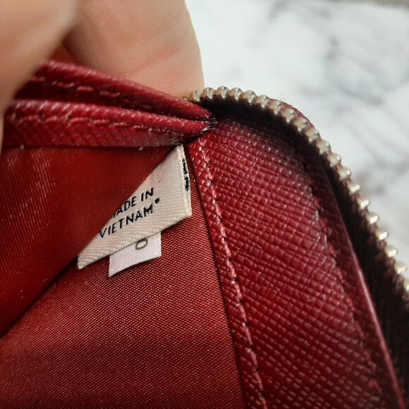 Coach F51725 Burgundy Red Genuine Leather Round Zip Wallet - Picture 5 of 8